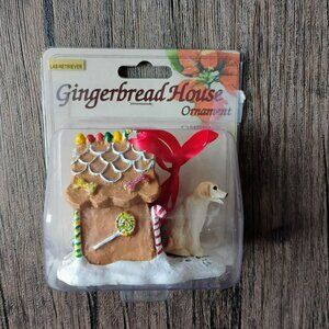 Labrador Retriever Gingerbread House Ornament With Red Ribbon, Christmas Dog NEW